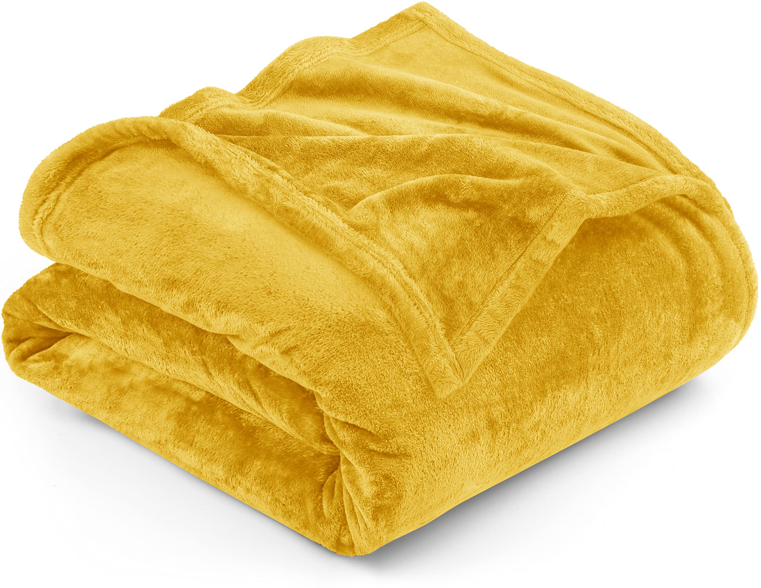 Utopia Bedding Fleece Blanket Twin Size Yellow 300Gsm Luxury Fuzzy Soft Anti-Static Microfiber Bed Blanket (90X66 Inches)