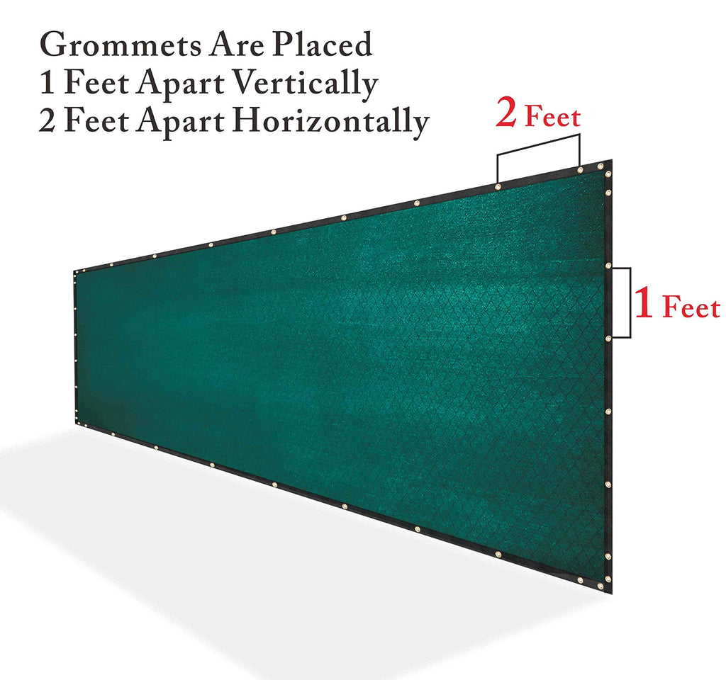 Royal Shade Custom Size 6' X 35' Green Fence Privacy Screen Windscreen Cover Netting Mesh Fabric Cloth - Cable Zip Ties Included