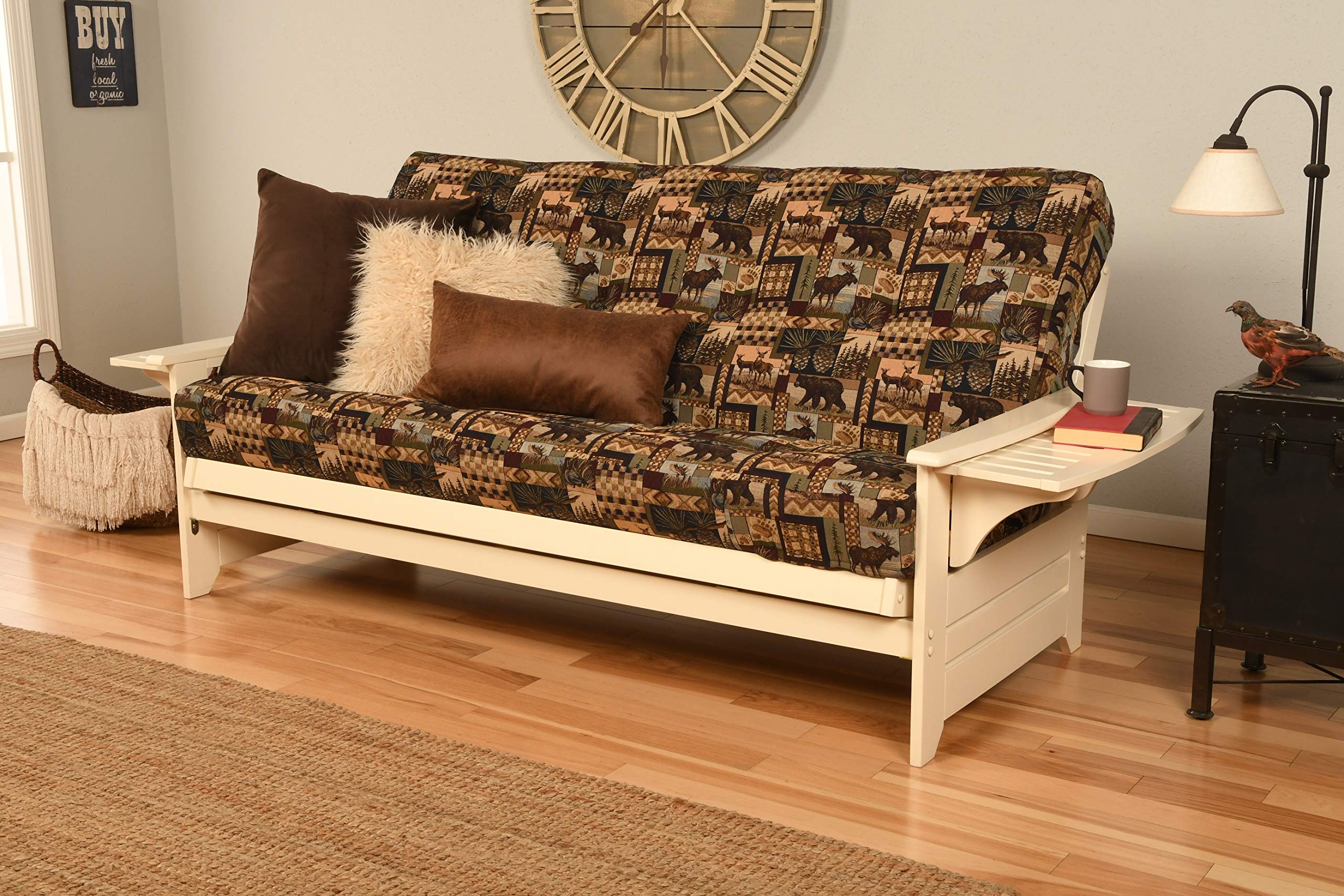 Kodiak Furniture Phoenix Antique White Futon -Color Fabric Mattress