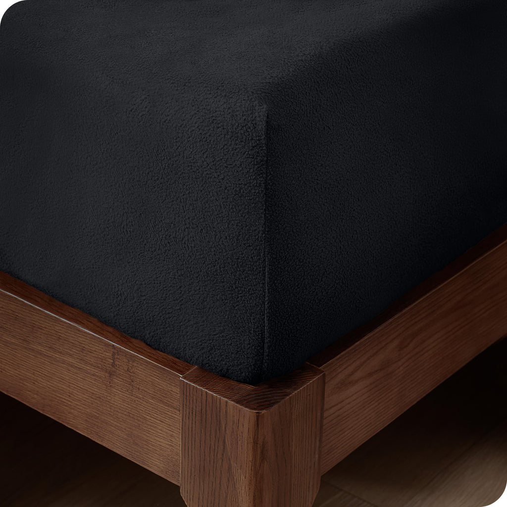 Bare Home Super Soft Fleece Fitted Sheet - Full Size - Extra Plush Polar Fleece - Deep Pocket - All Season Cozy Warmth (Full, Bl