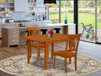 East West Furniture MLPL3-SBR-W 3 Piece Modern Dining Table Set Contains a Rectangle Wooden Table with Butterfly Leaf and 2 Dining Room Chairs, 36x54 Inch, Saddle Brown