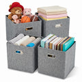 Clutter Mutter 12x12 Gray Fabric Storage Cubes, 4 Pack  Foldable LinenLook Cube Organizer Bins with Handles, Collapsible Cubby