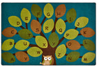 Carpets for Kids Premium Collection 20724 Owl-Phabet Tree Rug 4ft x 6ft Rectangle Teal Blue