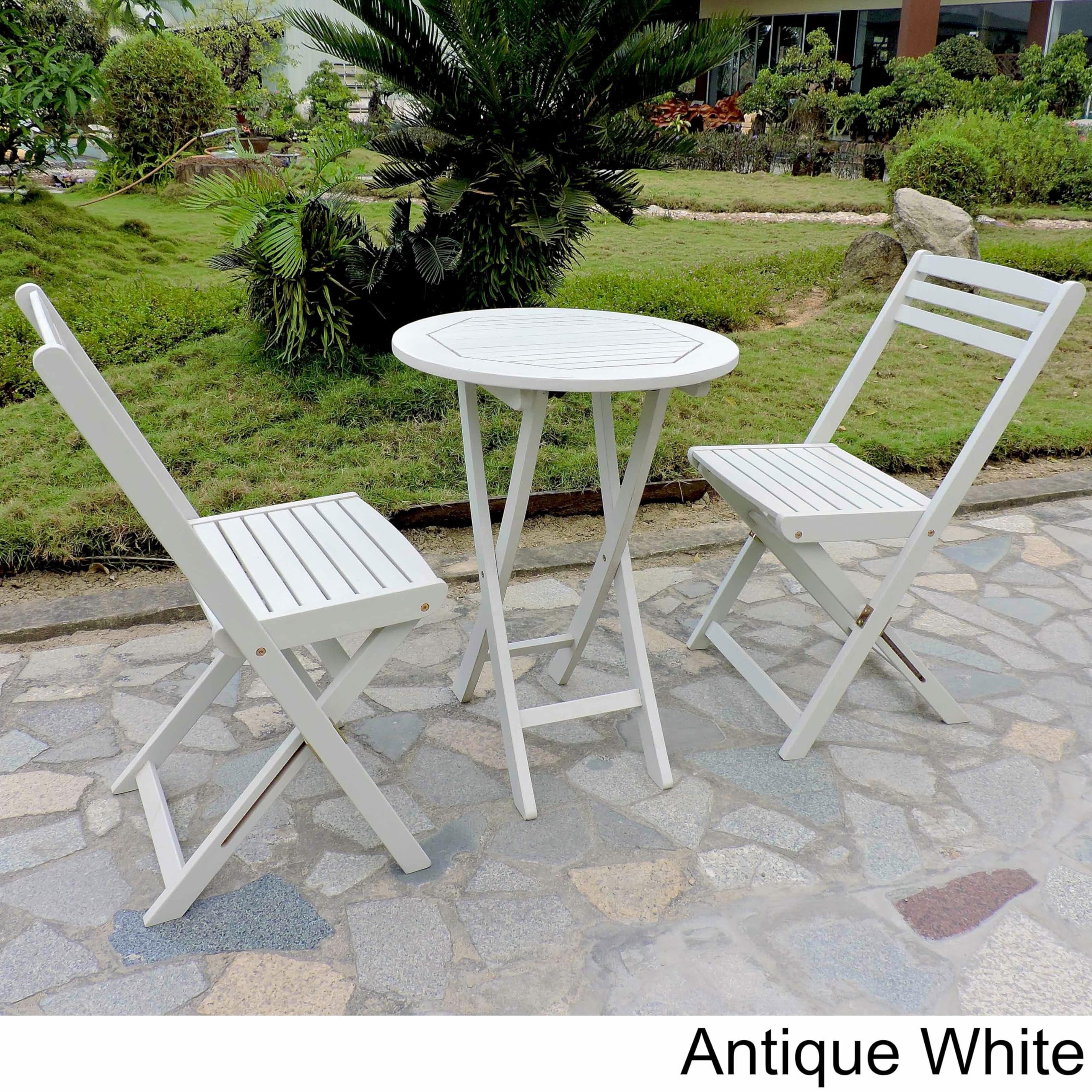 International Caravan Royal Fiji Acacia 3-Piece Folding Bistro Set Rustic Brown