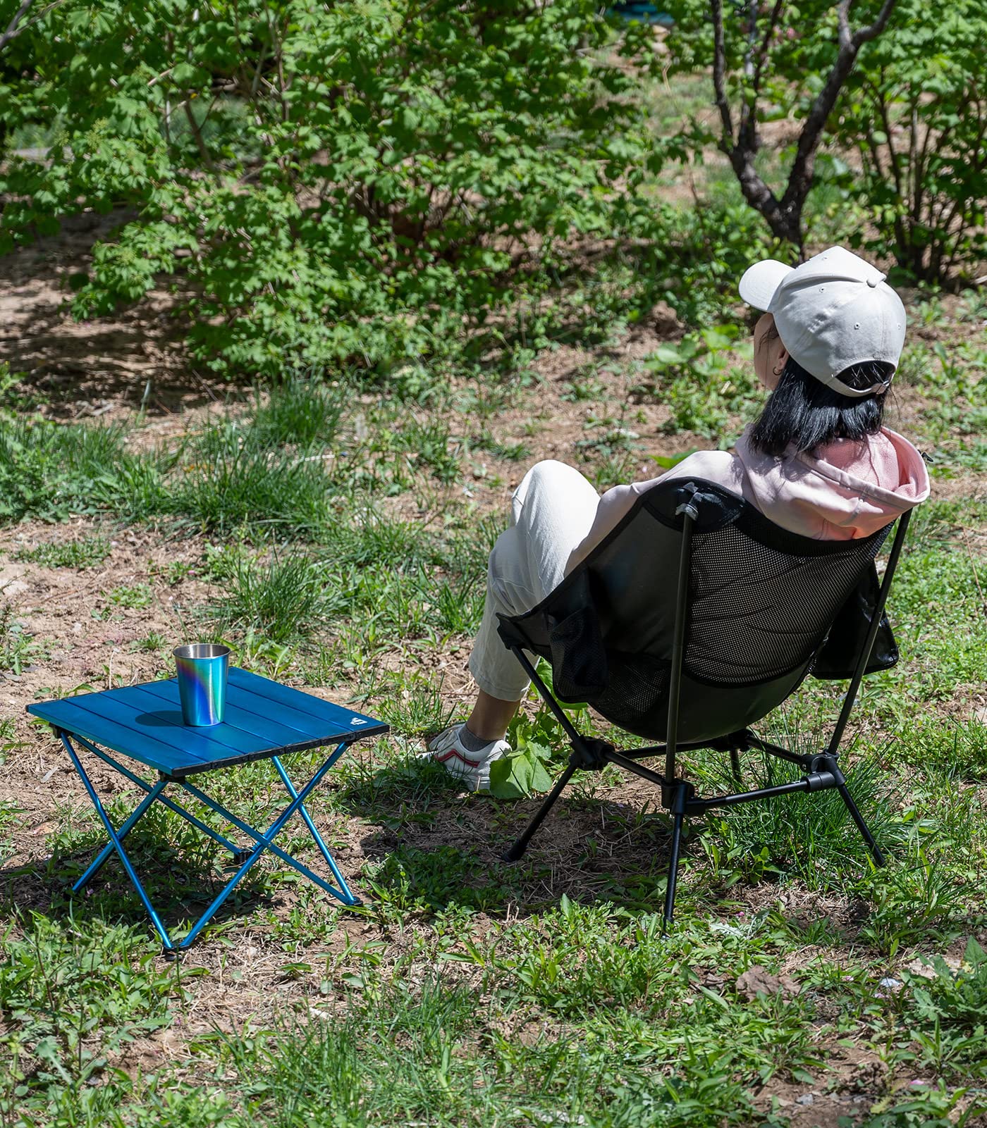 Iclimb Ultralight Compact Camping Folding Beach Chair With Anti-Sinking Large Feet And Back Support Webbing (Blue - Square Frame -2Pc)