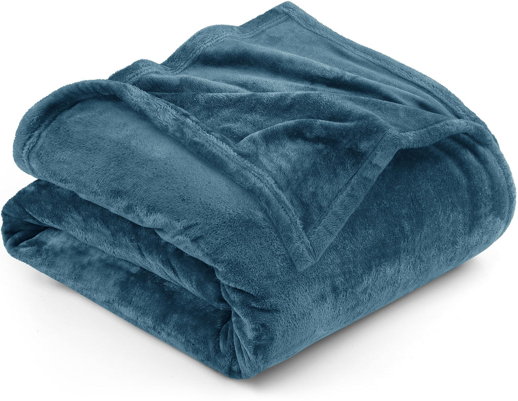 Utopia Bedding Fleece Blanket Queen Size Stone Blue 300Gsm Luxury Fuzzy Soft Anti-Static Microfiber Bed Blanket (90X90 Inches)