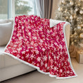 Pavilia Premium Christmas Sherpa Throw Blanket | Red Snowflake Decoration, Fleece, Plush, Warm, Cozy Reversible Microfiber Holid