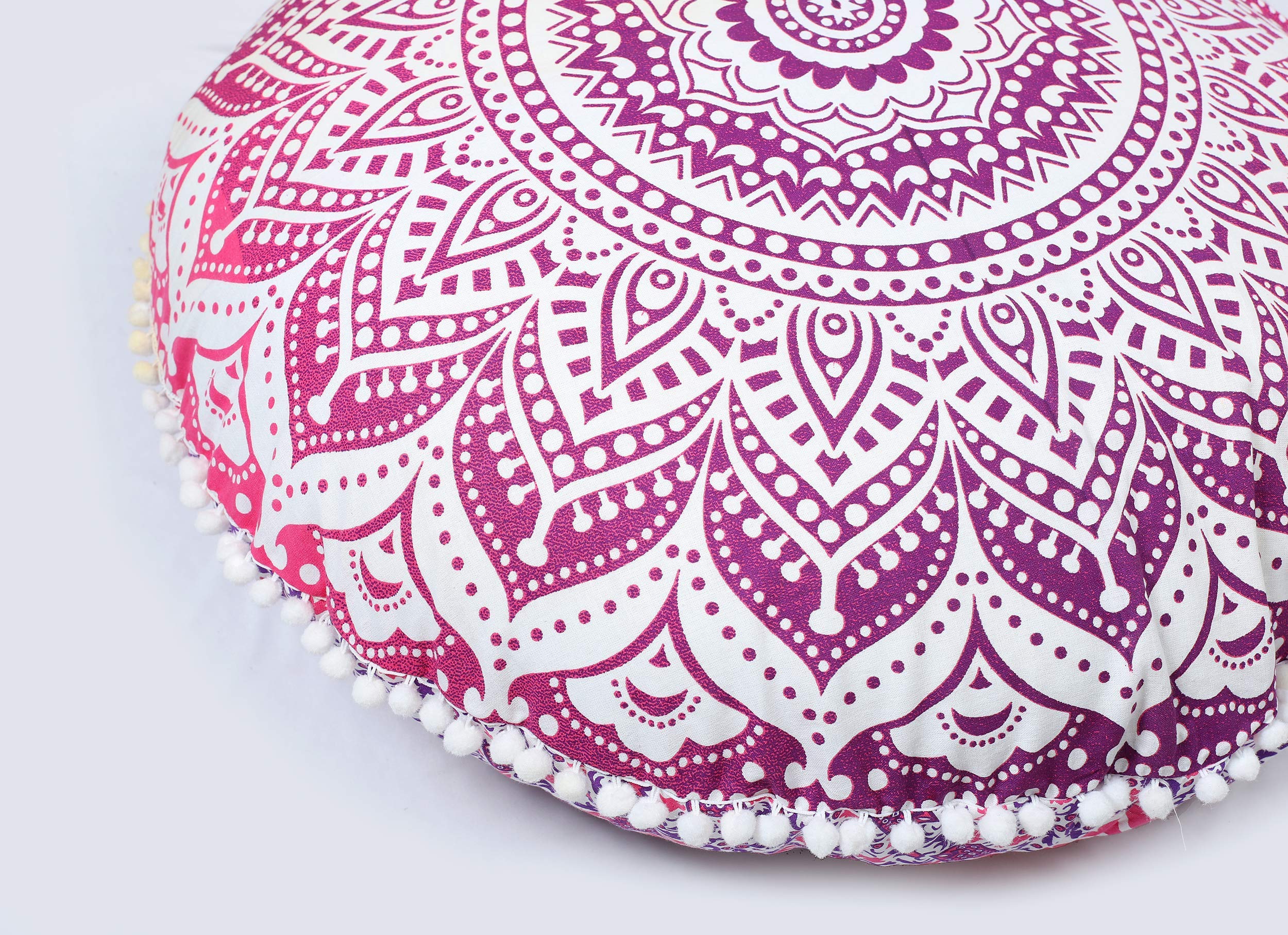 Popular Handicrafts Floor Pillow Cushion Cover - Hippie Mandala Large Round Ombre Pouf Sham - Meditation Seating Ottoman Bohemia