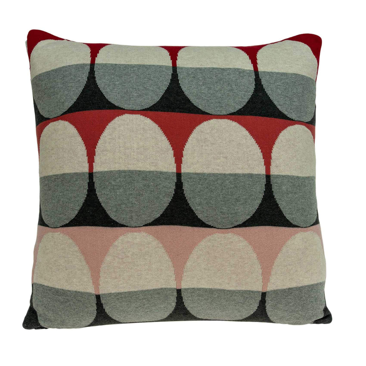 HomeRoots Multicolor 100% Cotton 20' X 7' X 20' Transitional Gray and Red Pillow Cover with Poly Insert