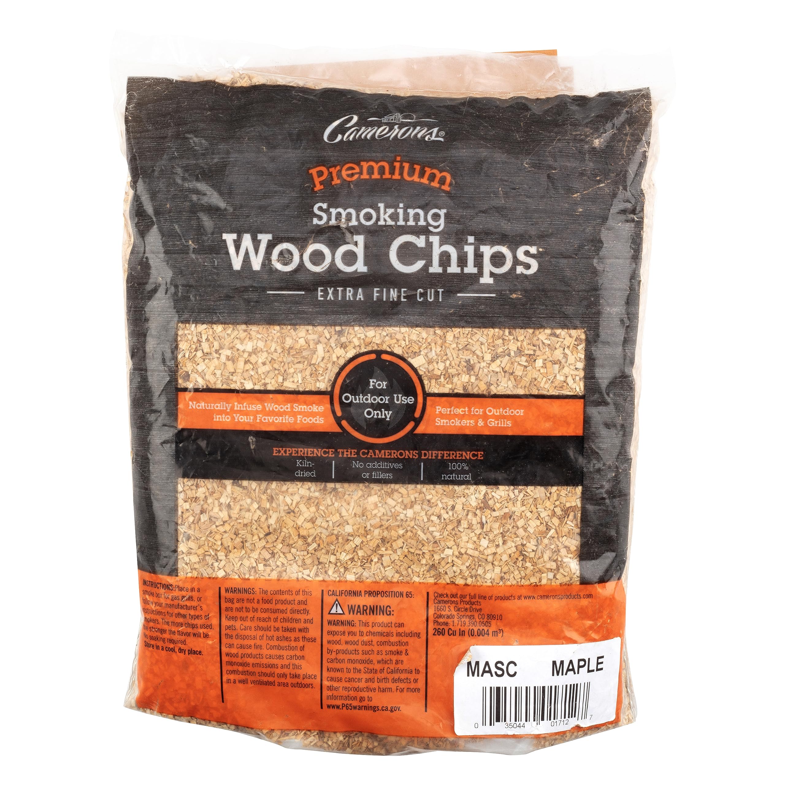 Camerons All Natural Extra Fine Maple Bbq Wood Chips - 260 Cu. In. Bag, Approx 2 Pounds - Kiln Dried Sawdust Shavings For Cockta