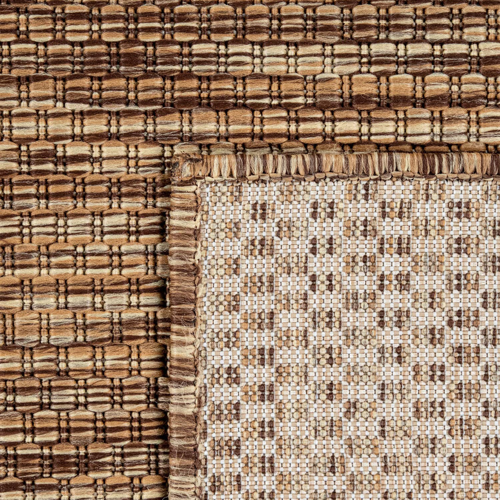 Solid Outdoor Rug For Patio Or Balcony Weatherproof In Mottled Brown Beige, Size: 6'7' X 9'2'