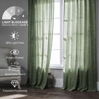 Meetbily Back Tab Curtains 92 Inches Long 2 Panels For Living Room Semi Sheer Pleated Linen Curtain Drape Light Filtering Breath