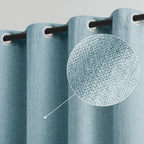 Linen Blue Blackout Curtains for Bedroom, 52 inches Wide, 84 inches Length Energy Saving Burlap Texture Window Curtains for Livi