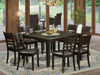 East West Furniture PFLY9-CAP-LC 9 Piece Dining Set Includes a Square Dining Room Table with Butterfly Leaf and 8 Faux Leather Upholstered Kitchen Chairs, 54x54 Inch, Cappuccino