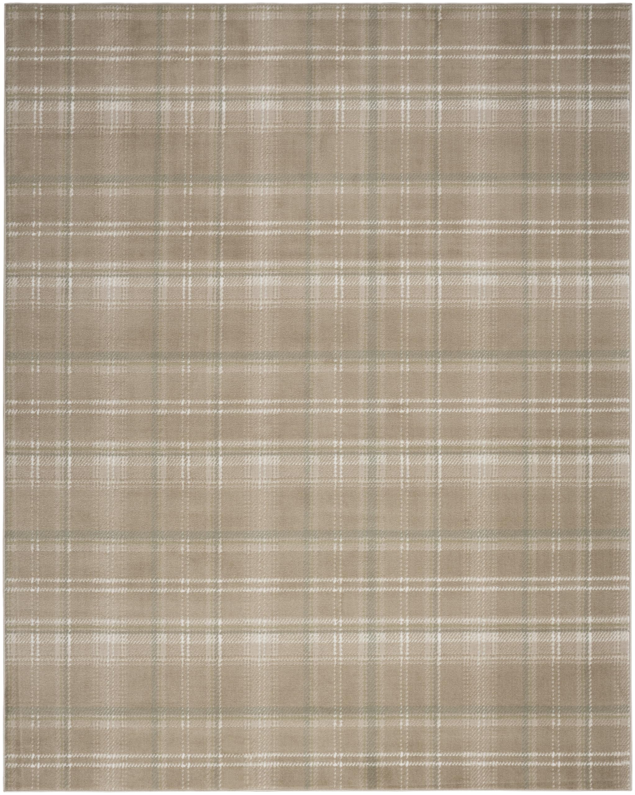 Nourison Grafix Plaid Taupe 5'3' X 7'3' Area Rug, Easy Cleaning, Non Shedding, Bed Room, Living Room, Dining Room, Kitchen (5X7)