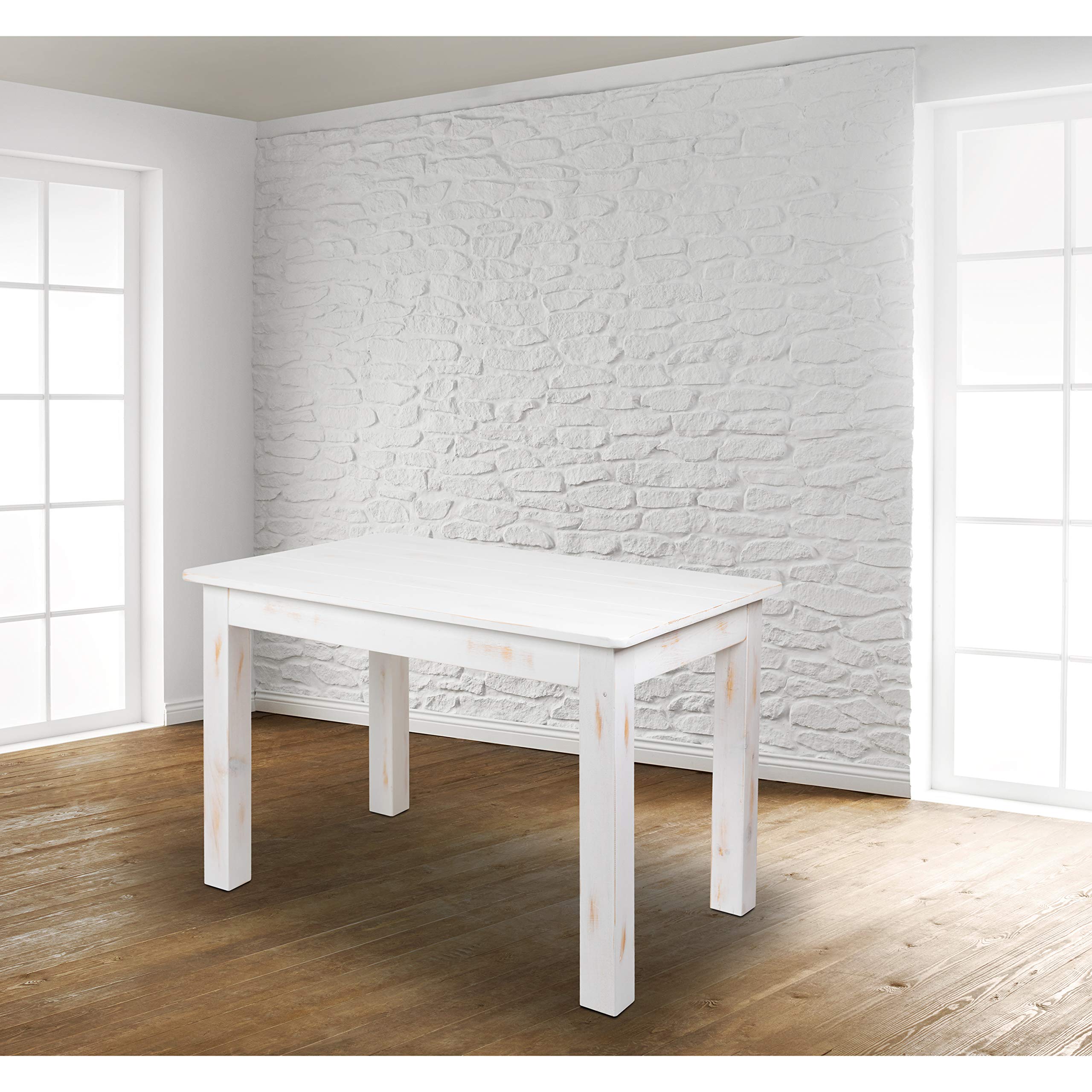 Flash Furniture Hercules Series 46&quot; X 30&quot; Rectangular Antique Rustic White Solid Pine Farm Dining Table