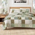 Great Bay Home 3-Piece Full/Queen Microfiber Quilt Set With Shams - Patchwork Floral Reversible Design - Lightweight, All-Season