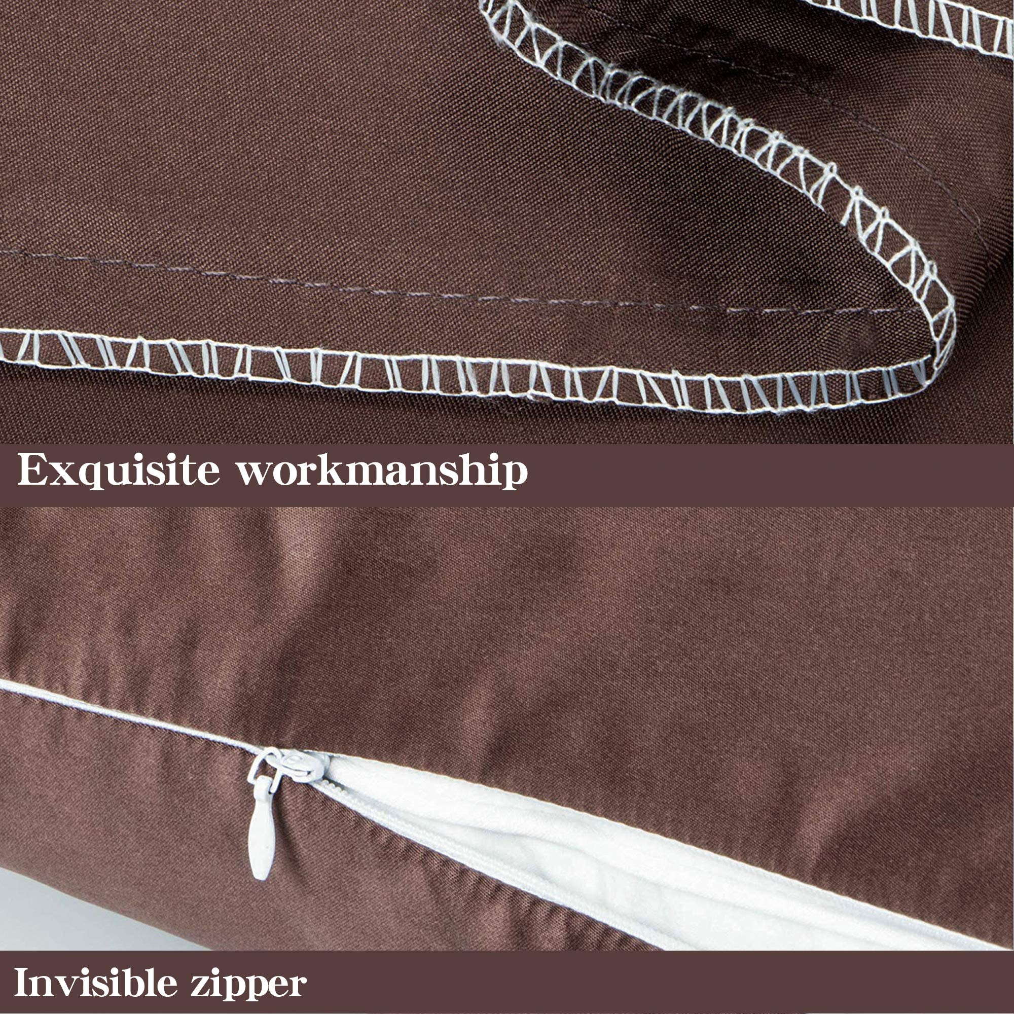 Ntbay Zippered Satin Pillow Cases For Hair And Skin, Luxury Queen Hidden Zipper Pillowcases Set Of 2, 20X30 Inches, Dark Brown