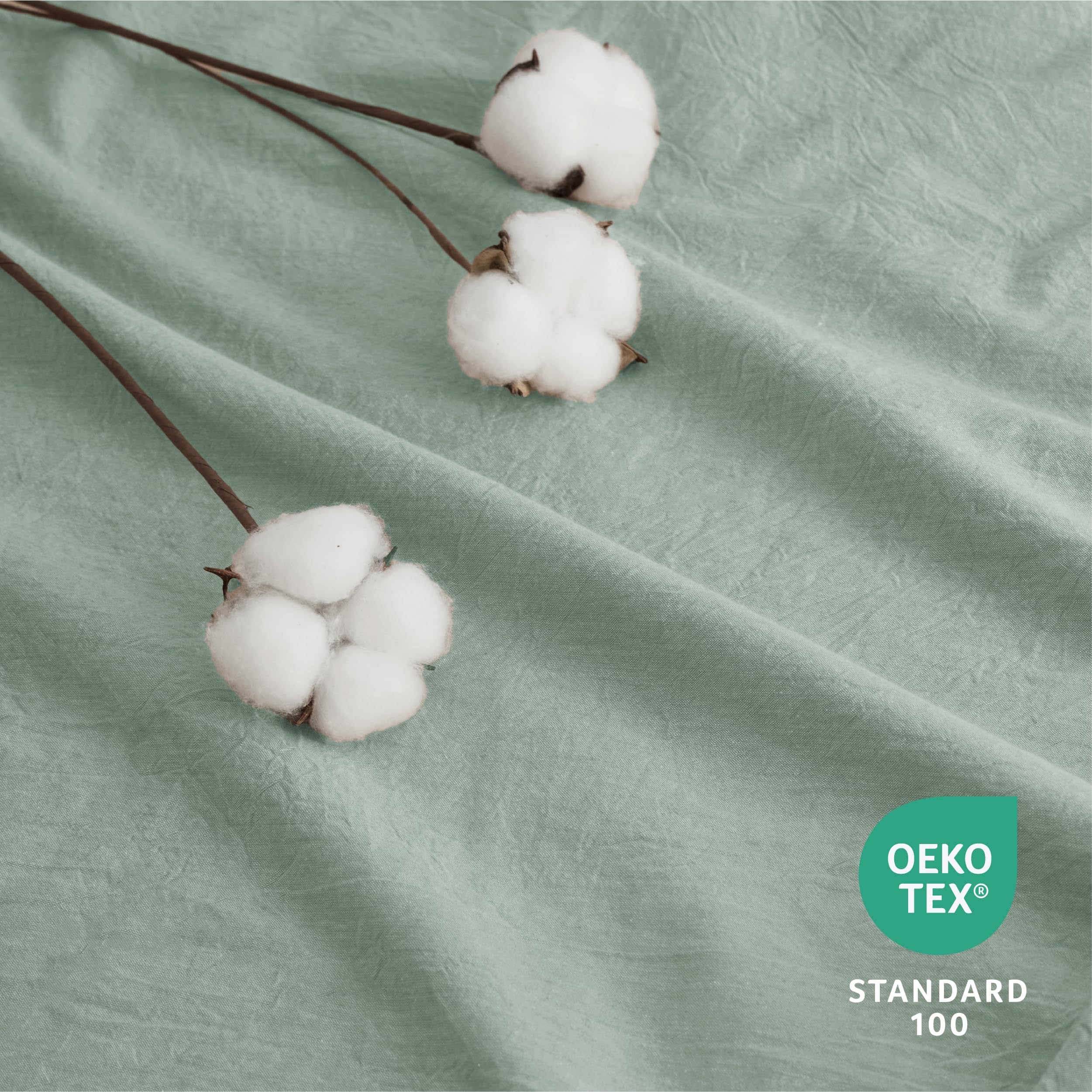 Bedsure 100% Washed Cotton Duvet Cover King Size - Sage Green Minimalist Cotton Duvet Cover Linen Like - 3 Pieces Gentlesoft™ Plain Simple Bedding Set With 2 Pillow Shams (Sage Green, King, 104'X90')