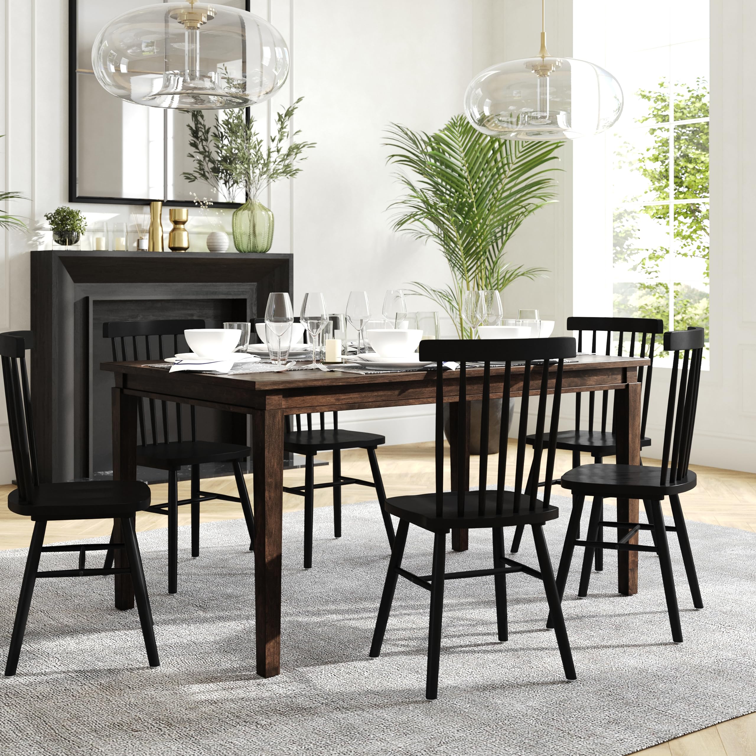 Flash Furniture Henry 60 Solid Wood Dining Table, Commercial Grade Heavy Duty Rectangle Wood Table, Water Resistant Finish, Seat