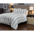 Rizzy Home | BT4010 | Duvet | 98"x98" Gray/White/Neutral Stripe
