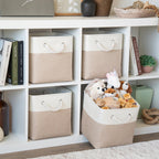 Organihaus Storage Cubes 11X11X11 Set Of 4, Cube Organizer Bins For Nursery Decor, Fabric Cube Baskets For Shelves, Foldable Sto