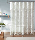 Warm Home Designs Ivory Lace Shower Curtain 72 x 84 Inches with Attached Valance & 7 Tassels. Luxury Farmhouse Shower Curtains f