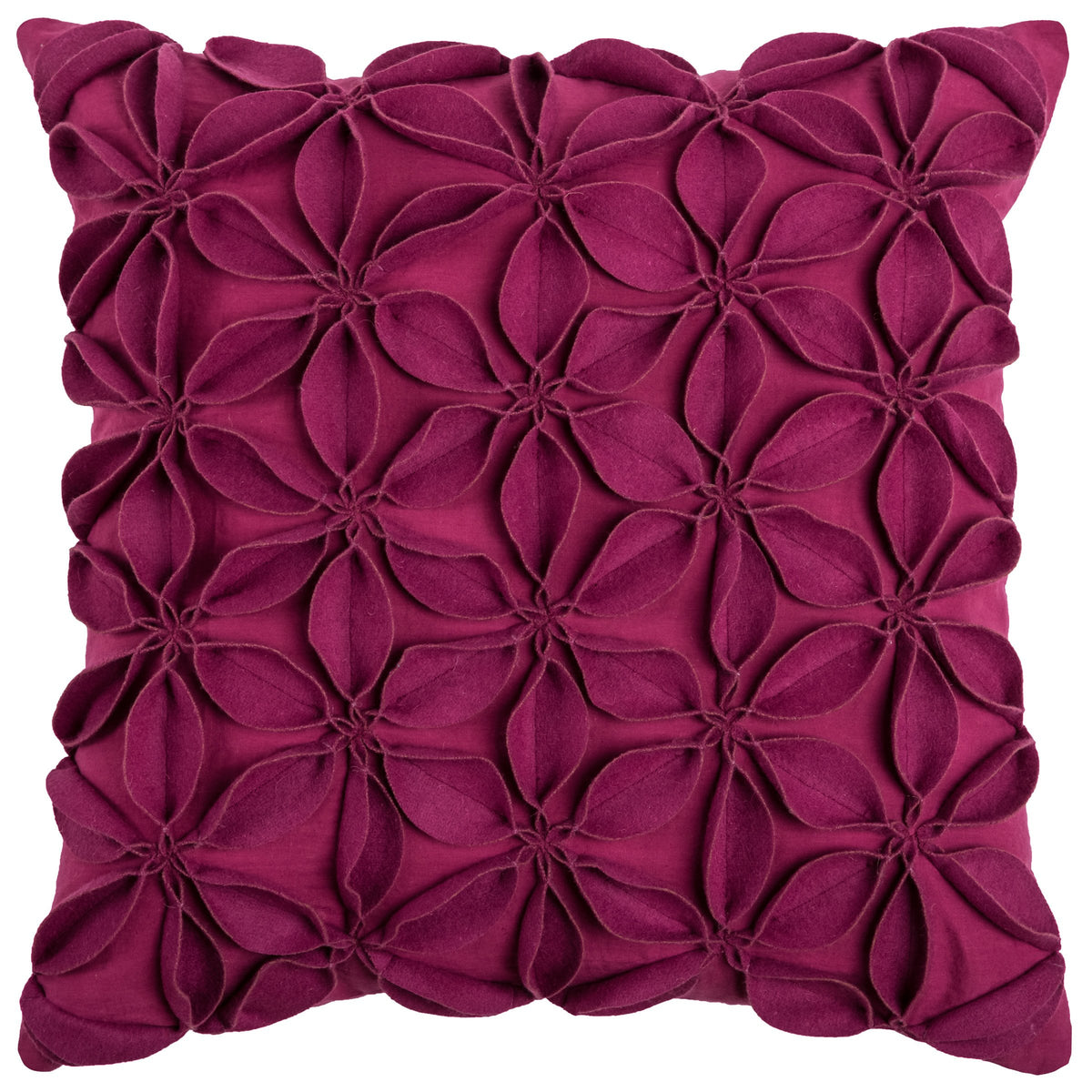 Rizzy Home | T07843 | Poly Fill Decorative Pillow | 18&quot;x18&quot; Purple/Pink/Red Solid Botanical Petals