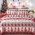 Chesity Christmas Twin Size Bedding Quilt Set Reversible Xmas Bedspread Santa Claus Tree Quilts Plaid Bedding Breathable Snowmen
