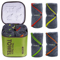 Monster 4 Pack Microfiber Camping Towel Quick Dry,Super Absorbent Portable Swim Towel with Waterproof Towel Bag, Lightweight Boa
