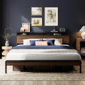 LIKIMIO California King Bed Frame with Headboard, Dark Wood Camas California King with Strong Supports, Sturdy, Noise-Free, No B