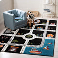 SAFAVIEH Carousel Kids Collection Area Rug - 8 x 10, Black & Ivory, Neighborhood Design, Non-Shedding & Easy Care, Ideal for H