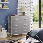 Wlive Fabric Dresser For Bedroom, 6 Drawer Double Dresser, Storage Tower With Fabric Bins, Chest Of Drawers For Kid'S Room, Closet, Playroom, Nursery, Dormitory, Light Grey