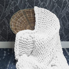 Adyrescia Chunky Knit Blanket Throw | 100% Hand Knit With Jumbo Chenille Yarn (50''X60'', Caramel Brown)