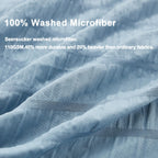 Avelom Grayish Blue Duvet Cover King(104 X 90 Inches), 3 Pieces (1 Duvet Cover, 2 Pillow Cases), Seersucker Striped Soft Washed Microfiber Textured Duvet Cover Set With Zipper Closure, Corner Ties