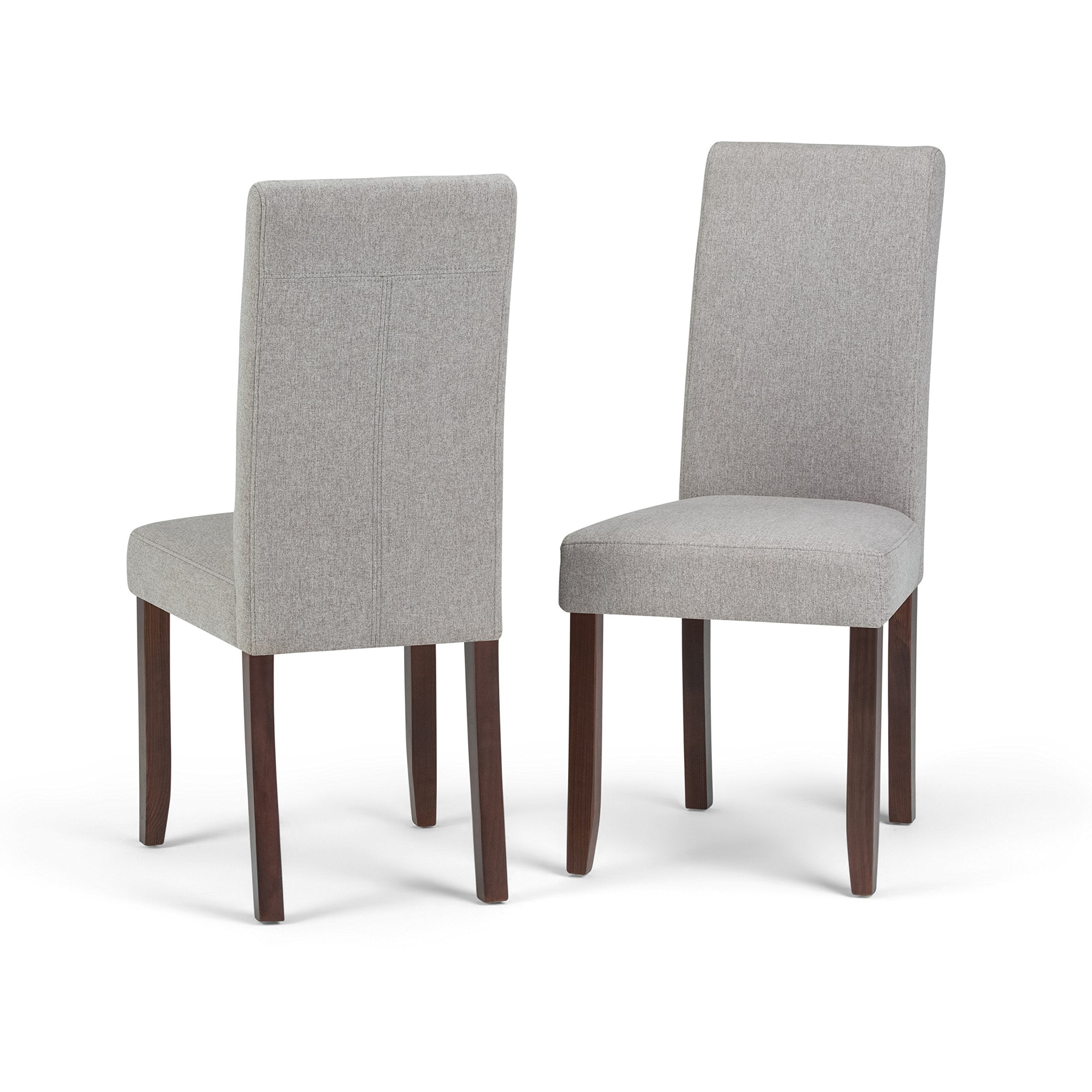 SIMPLIHOME Acadian Parson Dining Chair Set of 2, Solid Wood Frame, Cloud Grey Linen-Look Upholstery, 22.4 W x 18.9 D x 39.8 H, T