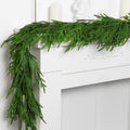 Watayo 2 Pcs Christmas Norfolk Pine Garland- 6 Ft Dense Real Touch Pine Garland Ornament- Realistic Artificial Pine Greenery Gar