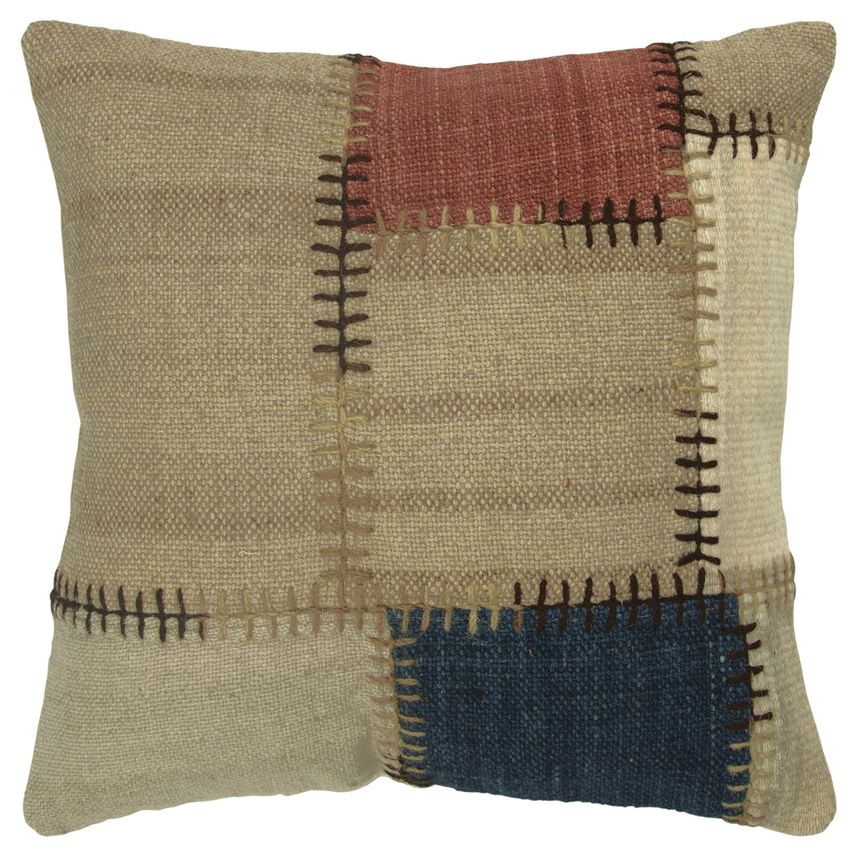 Rizzy Home Natural/Brown Color Block Throw Pillow