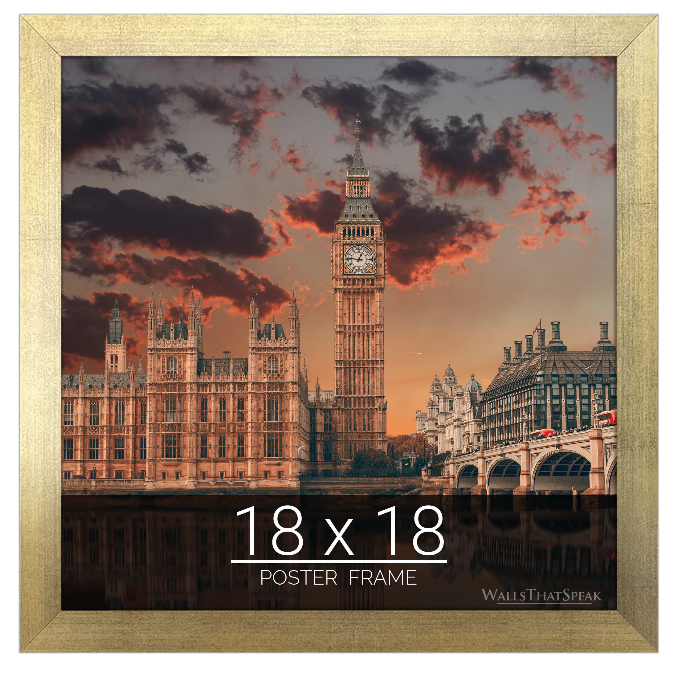 wallsthatspeak 18x18 Gold Picture Frame for Puzzles Posters Photos or Artwork
