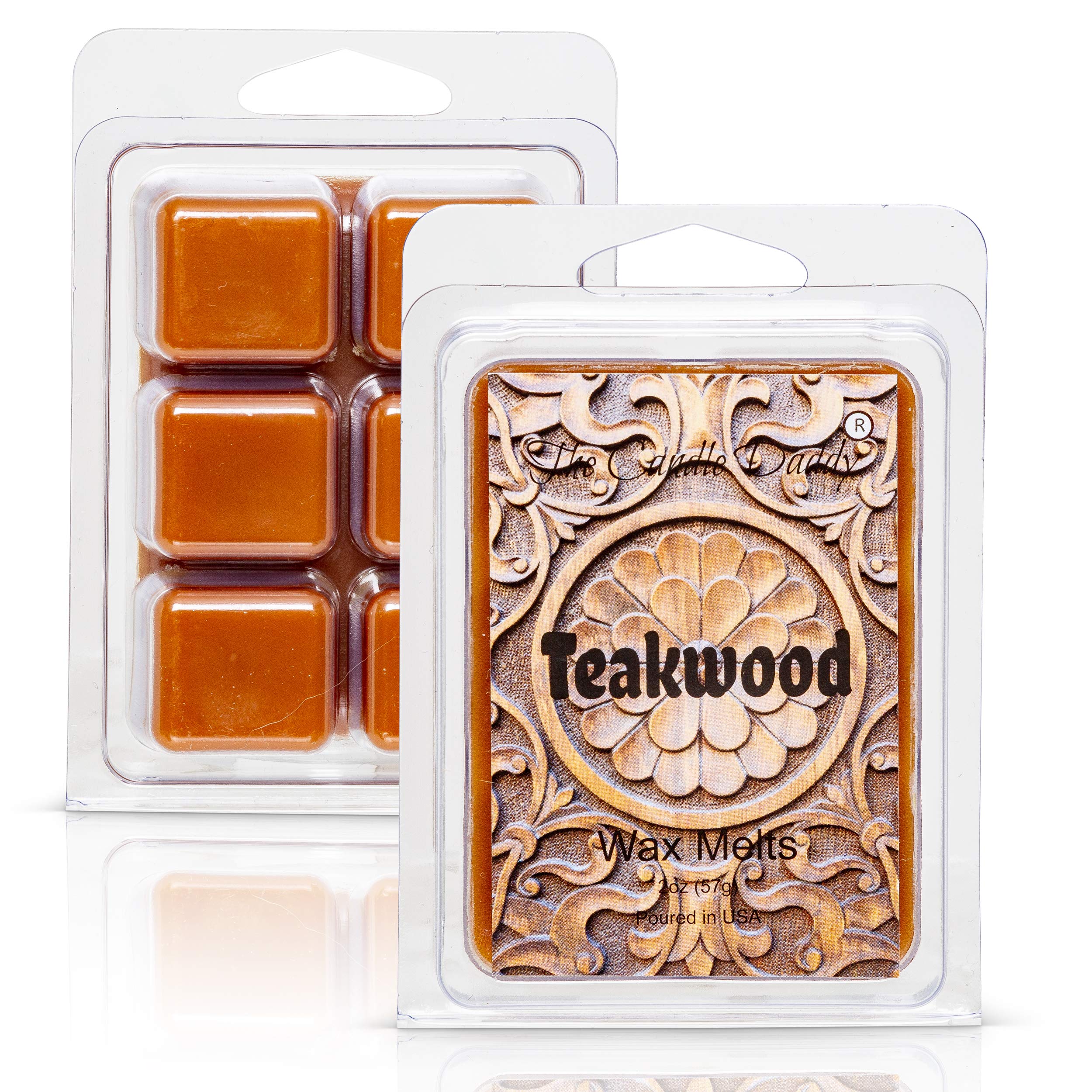 Teakwood - Rustic, Earthy, Sweet Scented Melt- Maximum Scent Wax Cubes/Melts- 1 Pack -2 Ounces- 6 Cubes Gift for Women, Men, BFF