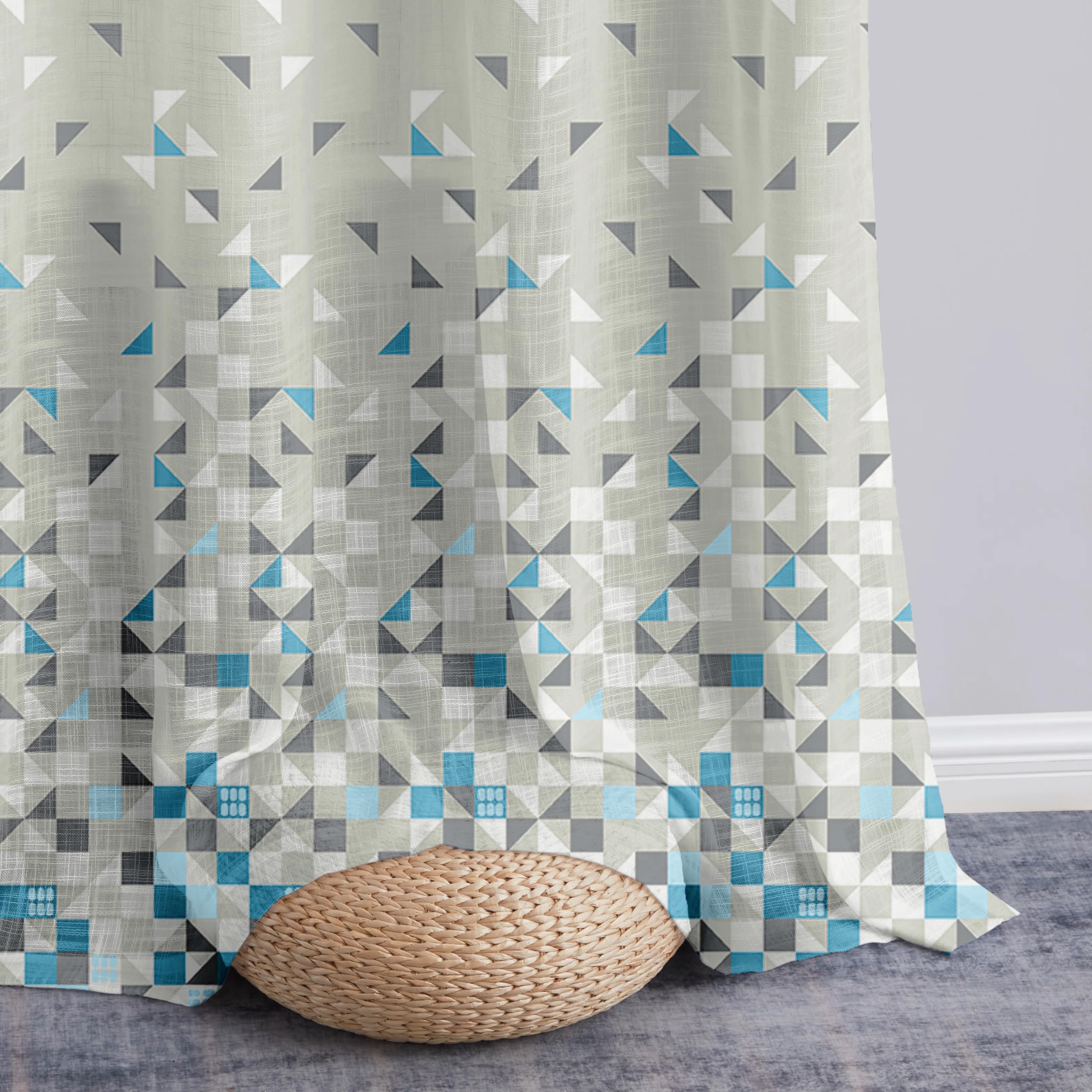 Story@Home Window Curtains 5 Feet Long Set Of 1 | Geometric Printed | Semi Transparent Curtain | Net Curtains | Sheer Curtain Fo