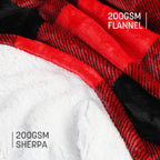 Catalonia Buffalo Plaid Oversized Blanket Hoodie Sweatshirt, Wearable Sherpa Lounging Pullover For Adults Men Women Teenagers Wi