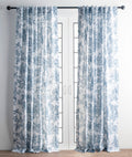Maison D' Hermine 100% Cotton Curtain - 50'X108' Blue (White Background) Decorative Curtain - Aesthetic Curtains For Farmhouse