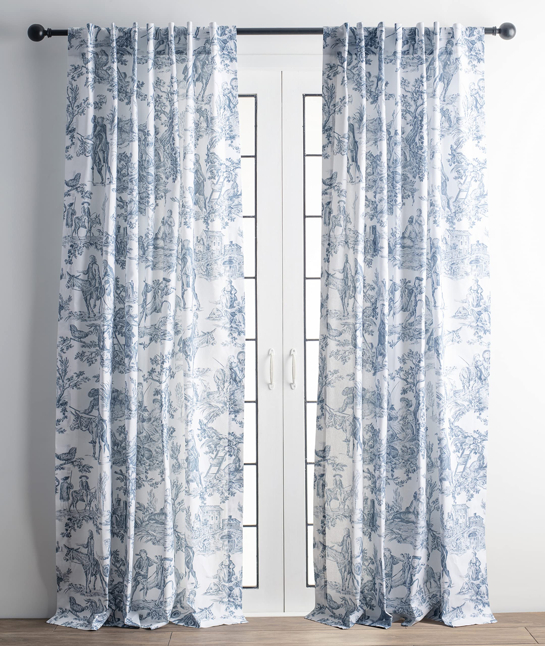 Maison D' Hermine 100% Cotton Curtain - 50'X96' Blue (White Background) Decorative Curtain - Aesthetic Curtains For Farmhouse,
