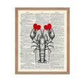 Poster Master Dictionary Art Poster - Heart on Lobster Claw Print - Lobster Art - Red Heart Art - Gift for Chef, Lovers - Nautic