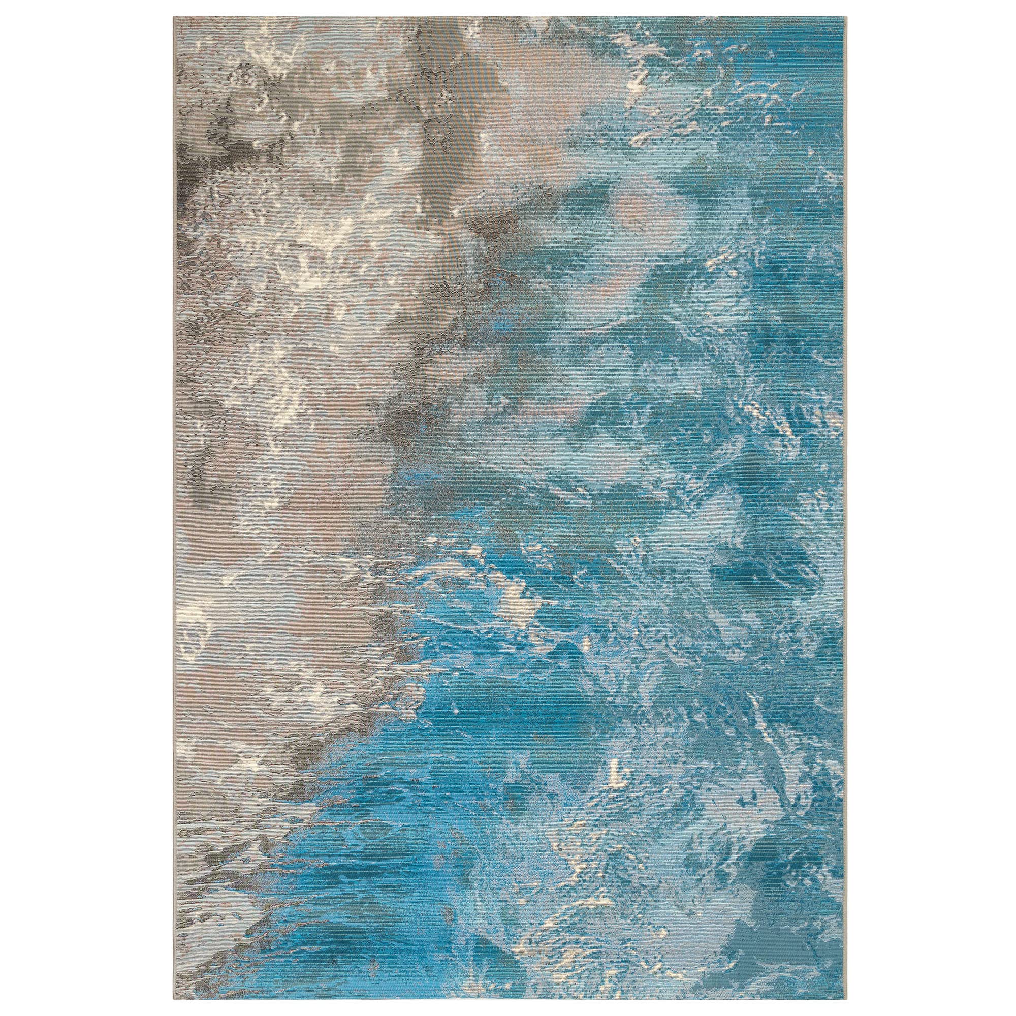 Liora Manne Marina Low Profile Durable Indoor/Outdoor Woven Rug- Surf Ocean 7'10' X 9'10'