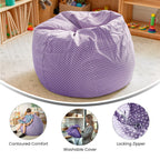 Flash Furniture Dillon Small Bean Bag Chair for Kids and Teens, Foam-Filled Beanbag Chair with Machine Washable Cover, Lavender Polka Dot