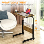 Klvied Mobile Standing Desk, Rolling Desk With Cup Holder, Portable Laptop Couchtable, Small Computer Desk, Bedside Table, Mobile Laptop Stand, Work Desk For Home Office, Walnut