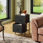 Wlive Nightstand Set Of 2, 2 Drawer Dresser For Bedroom, Small Dresser With 2 Drawers, Bedside Furniture, Night Stand, End Table With Fabric Bins For Bedroom, Dorm, Charcoal Black, Size L