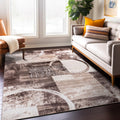 Rugshop Contemporary Abstract Circle Design Soft Area Rug 5'3'' x 7'3'' Brown